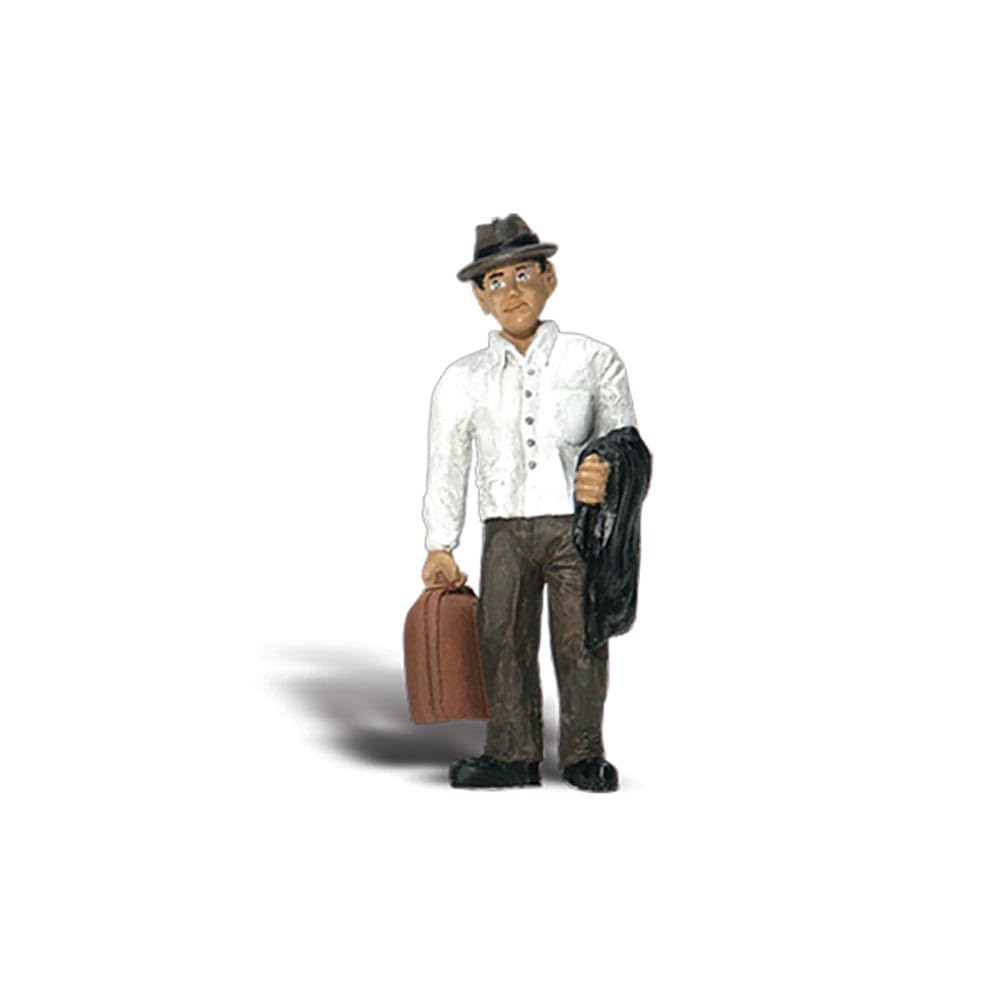 Traveler with Bag G Scale insufflez la vie sur les quais de gare miniatures de votre réseau de train