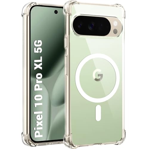 Image of TheGiftKart Shockproof Ultra-Hybrid Back Cover Case for Google Pixel 10 Pro XL Compatible with MagSafe | 360 Degree Protection | Crystal Clear Hard Back Cover Case (PC & TPU, Transparent Bumper)