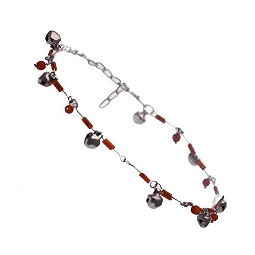 AJ Fashion Jewellery Kalyani Silver Tone Orange Ankle Chain