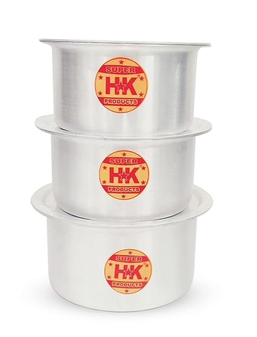 Aluminium Patila/Bhagona/Tapeli/Saucepot/Handi Set with LID (Pack of 3) (6,8 & 10 litres)-image-20
