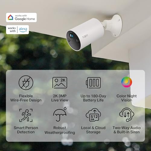 TP-Link Tapo Wire-Free Outdoor 2K Security Camera, 1-6 Months Battery Life, Smart Person and Motion Detection, SD/Cloud Storage, Spotlight Color Night Vision, No Hub Needed (Tapo C410) by Tapo - Image 2