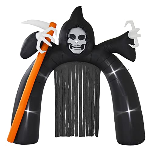 Large Inflatable Halloween Decoration Party Light Up Pumpkin Ghost Witch Sign (12ft Grim Reaper Arch)