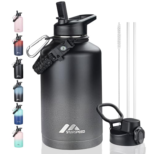 StarSpeed 64oz Insulated Water Bottle with Straws