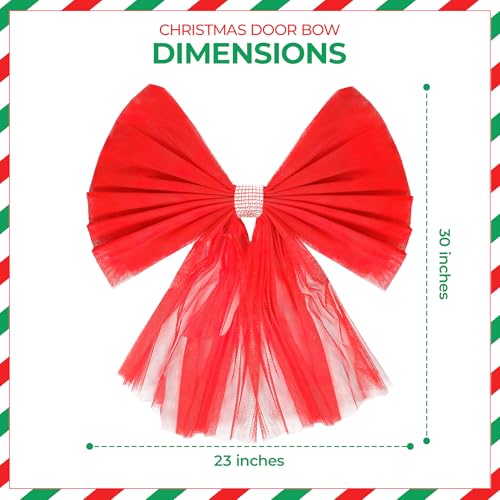 REDSTAR Giant Red Christmas Door Bow Kit Large Outdoor Christmas Decorations - Giant Red Front Door Bow with Diamante Detail - Large Outside Xmas Decorations for Front Porch - Image 5