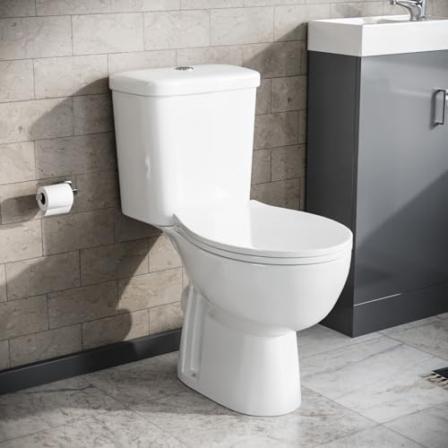 Nes Home Close Coupled Toilet Bathroom WC Pan, Toilet Seat & Cistern