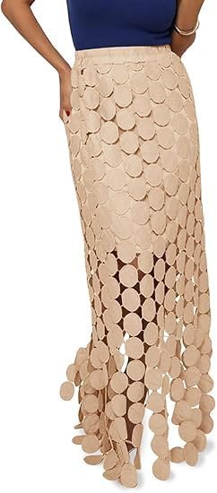 Women Summer Midi Skirt 3D Polka Dot Tassel Midi Skirt Casual Going Out Outfits4