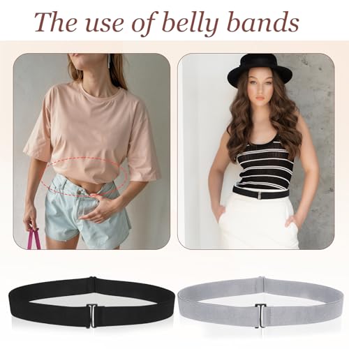 2PCS No Show Stretch Invisible Belt for Women Adjustable Elastic Belts Flat Buckle Waist Belts for Jeans Pants Dresses3