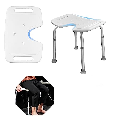 JOIEYOU Duschhocker Höhenverstellbar Duschstuhl Duschsitz Aluminium-Rahmen Anti-Rutsch Duschhilfe Sitzfläche mit Sicherheitsgriffen, Badhocker Badewannensitz für Senioren Schwangere(Type U)