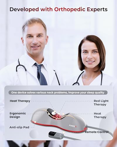 FliKEZE Heated Neck Stretcher with Red Light Therapy, Wireless Cervical Traction Device for TMJ Pain Relief and Shoulder Relaxer, Neck Traction Massager Pillow for Home/Office Used, Grey - Image 6