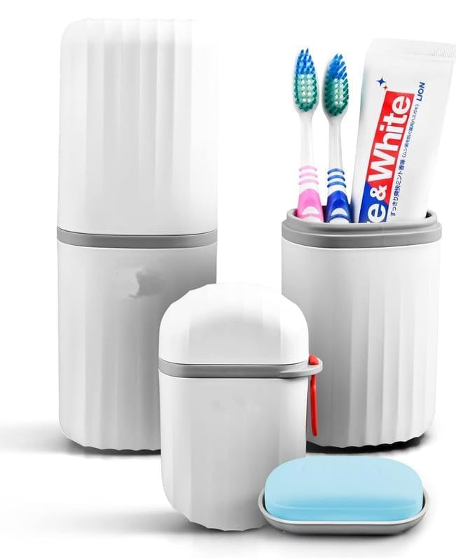 HEMIZA Plastic Capsule Shape Travel Toothbrush Holder with Soap Case – Waterproof Leak-Proof Combo for Camping, Bathroom & School Trip – Compact, Durable Storage Kit – White (HE - STC+SC)-image-42