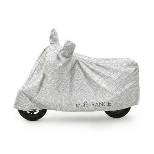 Image of Mototrance All Weather Protection Two Wheeler Cover for All Bikes /Royal Enfiled /Upto Pulsar 160CC to 350CC | Anti Dust, 100% Waterproof, Heat Resistant, UV Proof with Mirror Pocket | Aero Silver