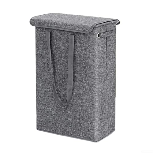 Cesta de lavandería plegable estrecha de 45 litros con perfil delgado para almacenamiento y organización de ropa de dormitorio, cesta de ahorro de espacio, adecuada para espacios reducidos, fácil de