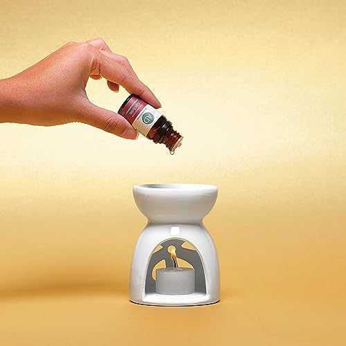 Difusor & Aromatizador De Vela Tipo Rechaud Para Óleo Essencial De Cerâmica Branca - Modelo Flor - A