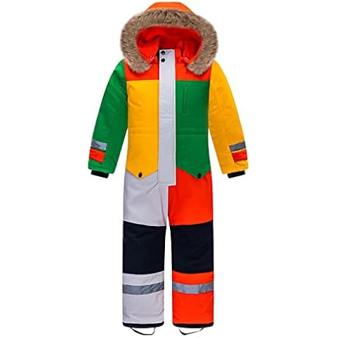 YFPICO Baby Snowsuit Kids One Piece Ski Suit Thermo Fleece Lined Ski Jacket Boys Girls Toddler Skiwear Waterproof Windproof Unisex Winter Snowsuits 1-13 Years Cover