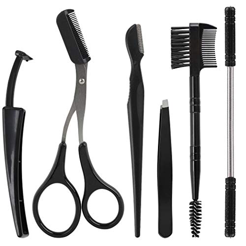 Coxeer 6PCS Hair Removal Spring Set Threading Hair Remover Portable Creative Facial Hair Remover with Eyebrow Scissors Brush Razor Tweezers Tool for Eyebrow Upper Lip, Chin, Cheeks and Neck