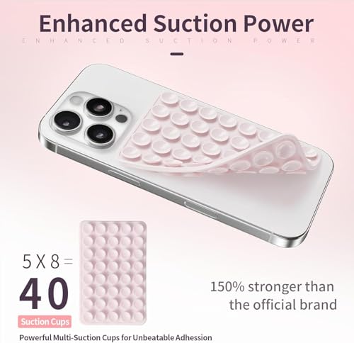 Image of (2 Pack) Silicone Suction Cup Phone Case Mount Double Sided, Sticky Phone Grip with Higher Suction Power for Cell Phone, Hands-Free Phone Accessories for Selfies and Videos, White & Classic Black