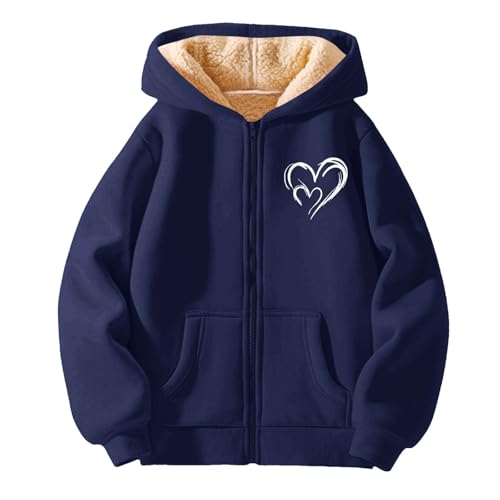 Winter Warm Sweatshirt Heart Graphic Jackets Girls Sherpa Lined Hoodies Warm Fleece Coats for Winter Cold Weather3
