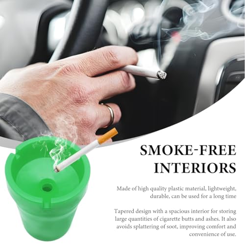 Image of KVAEY Car Ashtray, Smokeless Self-Extinguishing Auto Ashtray, Portable Smellproof Vehicle Cigarette Trash Can Fits Most Cup Holder for Home Office (Green)