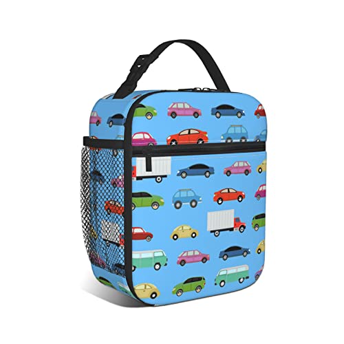 Cuesr Car Lunch Box Kids Boys Insulated Cooler Thermal Cute Lunch Bag Tote For School #TOP7