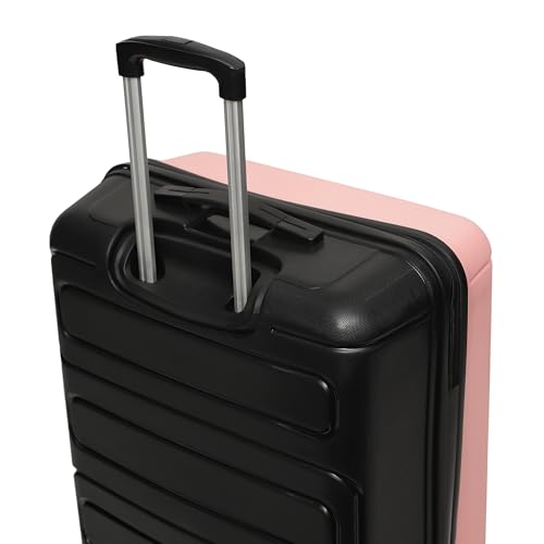 Image of Yayavar Tokyo Textured ABS Hard-Sided Suitcase Bag - 120L| Dual Color Trolley with 4 Spinner Wheels, Number Lock, Water Resistant | Luggage Bag for Travel (Pink & Black, 71cm, Large)