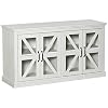 HOMCOM Sideboard Buffet Cabinet Glass Door Credenza Coffee Bar Cabinet with Adjustable Shelf White