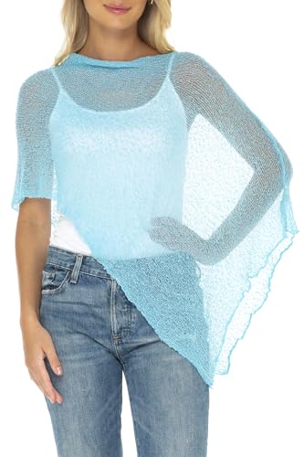 Image of SHU-SHI Womens Sheer Knit Poncho Shrug Lightweight Cover Up One Size Fits Most