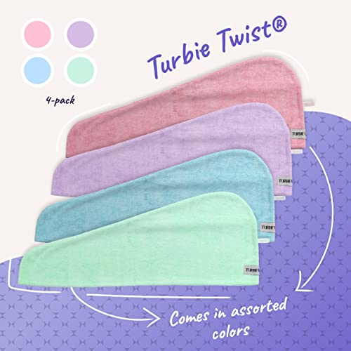 Turbie Twist Microfiber Hair Towel Wrap For Women And Men | 4 Pack | Quick Dry Turban For Drying Curly, Long & Thick Hair (Pink, Purple, Blue, Aqua) #TOP2