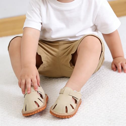 Image of SOFMUO Baby Boys Girls Squeaky Sandals Non-Slip Soft Rubber Sole Closed Toe Infant Summer Outdoor Shoes Toddler First Walkers