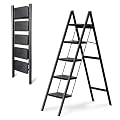 Step Ladder 5 Step Folding, OOSOFITT 330 Lbs Load Heavy Duty Step Ladders for Home/Indoor, Tall Kitchen/Closet Ladder for Adults, Lightweight Compact Ladder with Anti-Slip Wide Pedal White