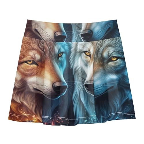 Athletic Shorts for Girls Skorts Abstract Wolf Tennis Skirts for Kids Running Teen Cheer 3t