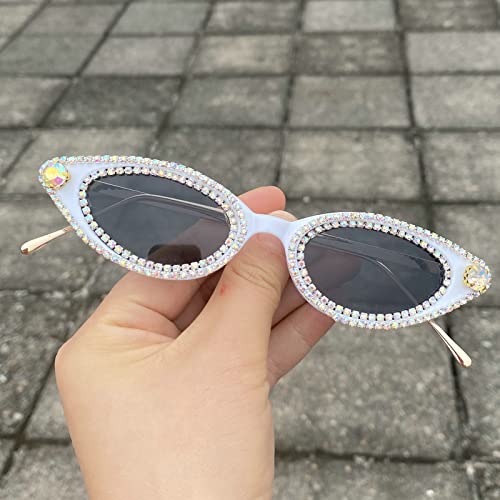 Luxury Small Cat Eye Rhinestone Sunglasses for Women Fashion Diamond bling party Sun Glasses Crystal Shades UV4004
