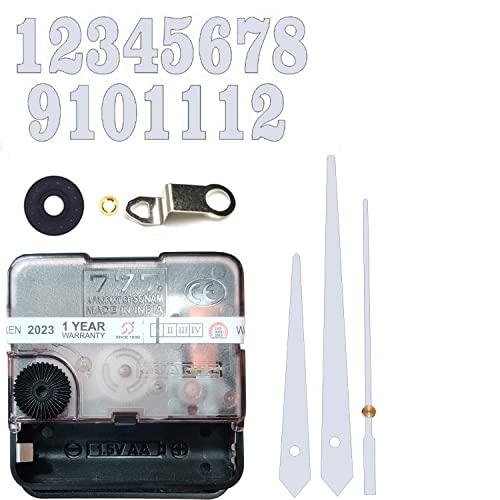 Image of 12 Pcs Arabic Mirrored Acrylic Numerals Movement Machine 22mm for Wood Resin Marble Clock Fancy Needles Pack 2 (White D2)