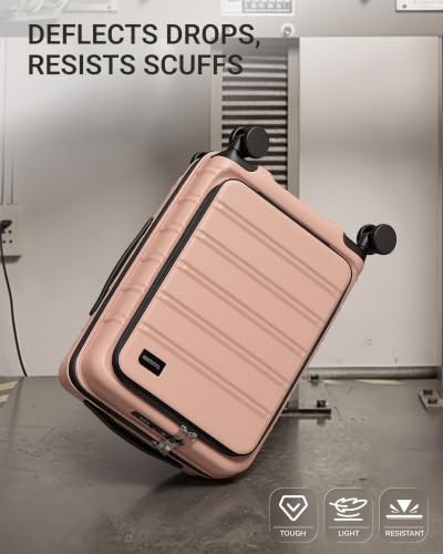 Image of TAKUMI Suitcases with Wheels, Expandable Carry on Luggage, 3 Piece Set | Luggage Sets, Front Pocket, Hardside, Lightweight, 360 Spinner Wheels, TSA Lock, Family Business Travel, Pink, 20 /24 /28