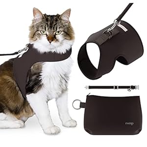 Cat Harness, Collar & Leash Set – Escape Proof Adjustable Choke Free Velcro Harness Vest for Walking Cats & Kittens (Sable Brown, Large)