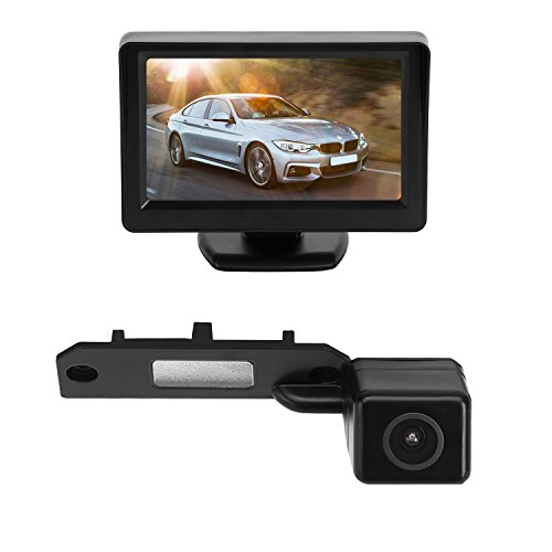 BRAUTO Cámara de Marcha Atrás y Kit de Monitor de Coche Sistema de Cámara de Copia de Seguridad Cámara Cámara de trasera 4,3 Pulgadas HD Monitor Para VW T5 Transporter Touran Caddy T28 T30