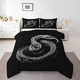 Feelyou Snake Comforter Set Queen Size for Kids Boys Girls 3D Wild Animal Print Comforter Wildlife Style Decor Bedding Set Room Decorations Duvet Set Quilt Set 3Pcs