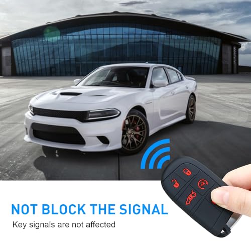 Key Fob Cover for Dodge Accessories 5 Button Key Fob Case for Dodge Charger Challenger Dart Durango Journey Replacement Remote Control 3 4 5 Buttons Key Fob Shell (Bright Red Design, 1 PC) - Image 6