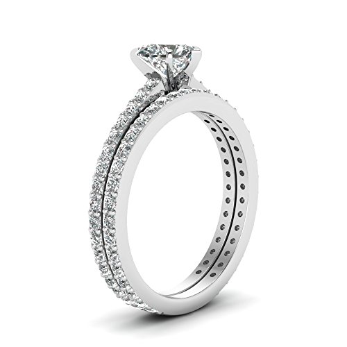 Image of 55Carat Choose Your Gemstone Classic Delicate Diamond CZ Wedding Set sterling silver Heart Shape Wedding Ring Sets Ornaments Surprise for Wife Symbol of Love Clarity Comfortable US Size 4 to 12