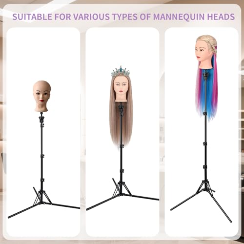 Aofadaning Mannequin Head Stand,Adjustable Wig Stand Tripod Height Adjustment(20-60Inch) Reinforced Metal Mannequin Stand For Cosmetology Hairdressing Training With Free One Wide Tooth Comb