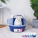 petphabet Covered Litter Box, Jumbo Hooded Cat Litter Box Holds Up to Two Small Cats Simultaneously,Extra Large (Navy Blue)…