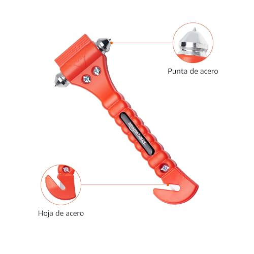 Miniatura 2 de Amazon Basics Cortador de cinturón de Seguridad y Martillo rompecristales de Emergencia, Paquete de 2