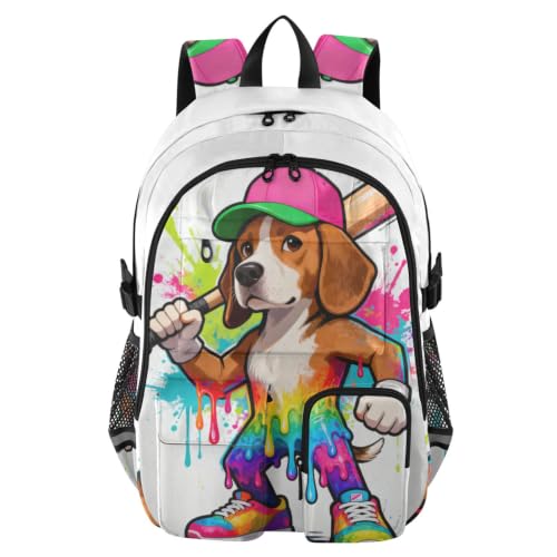 Mochila de viaje para laptop de 17.5'' con diseño de beagle beisbolista