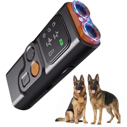 Yunrui Hoffmarkt Barkify Ultraschall Anti Bell Halsband für Hunde mit Einstellbarer Empfindlichkeit, Für Alle Hundegrößen (Schwarz-Orange)