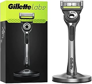 Gillette Labs Men's Razor + 1 Razor Blade Refill, with Exfoliating Bar, Gift for Men, Includes Premium Magnetic Stand