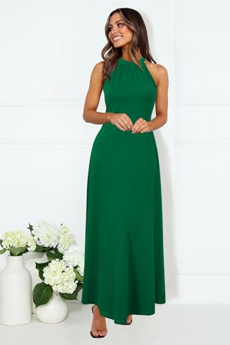 Image of STYLEWORD Women's Summer Floral Halter Maxi Dress Vacation Semi Formal 2026