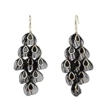 Black Statement Dangle Earrings for Women Layered Black and Gold Dangling Chandelier Drop Earrings with Rhinestone Detail