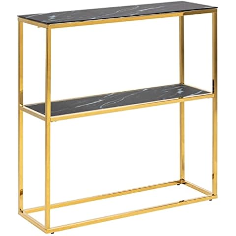 AC Design Furniture Console Table, Tempered Glass Metal, Black, H: 80,5 x B: 79,5 x T: 26 cm Cover