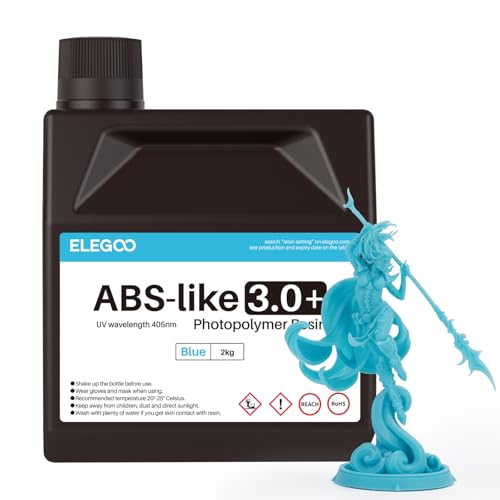 Image of ELEGOO ABS-Like Resin 3.0 Plus, 3D Printer Resin Blue 2000G | Low Viscosity and High Precision, 405nm Rapid UV-Curing Photopolymer Resin, 3D Resin for LCD /DLP 3D Printing