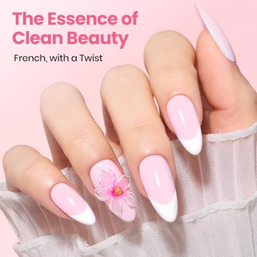 Image of Beetles Pastel Gel Polish Set - Petal Ivory, 4Pcs White & Pink Gel Nail Polish with Base Coat Top Coat, Soak Off UV LED Lamp French Nails Art for Holiday Nails Complete for Beginner & Professional