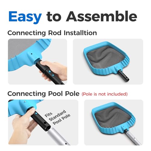 Pool Net, Swimming Pool Skimmer Net with Fine Mesh Net Bag for Fast Pool Cleaning, Heavy Duty Pool Cleaner Supplies and Accessories, Fits Standard 1-1/4\" Pool Pole (Pole Not Included) - Thumbnail 5